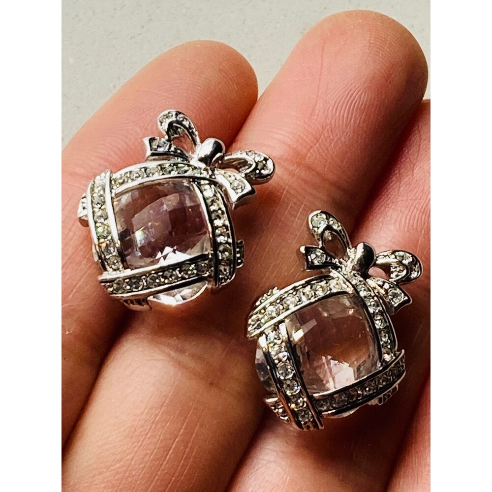 Swarovski clear crystal bow tie post Earrings